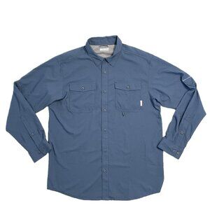Columbia PFG Omni-Shade Shirt Mens Large Blue Vented Sports Fishing Outdoor UV